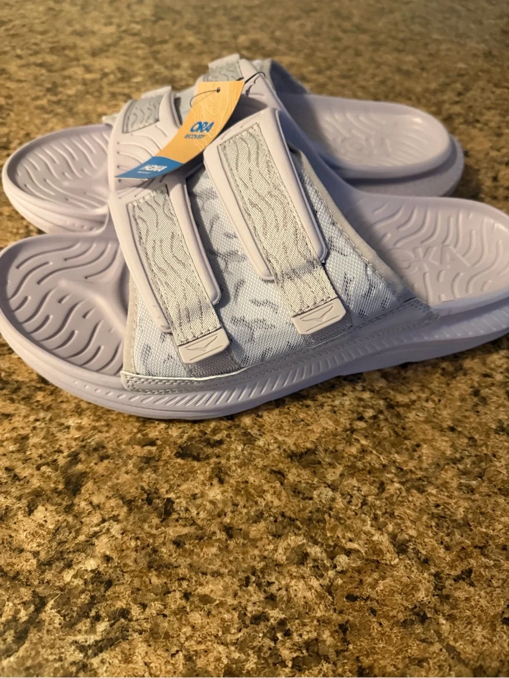 Hoka One One Ora Luxe Mens Size 12 Adjustable Marble Slides!!